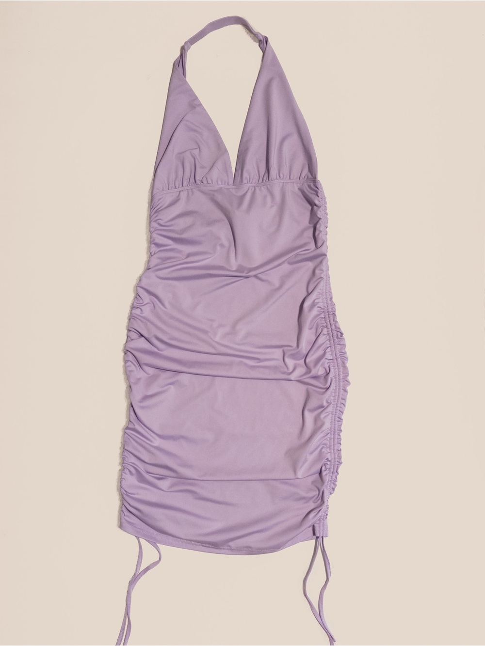 Lavender Deep Cut Spandex Cinched Dress